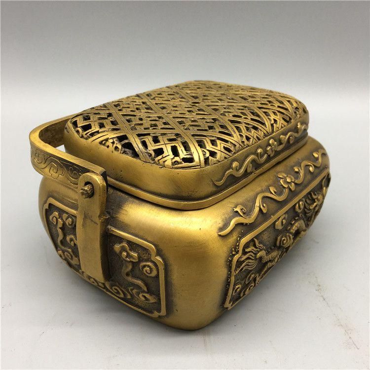 銅器 浮彫二仙香薫炉 手提げ暖手炉 香炉 香道具 装飾品 工芸品 置物 銅器 浮彫二仙香薫炉 手提げ暖手炉 香炉 香道具 装飾品 工芸