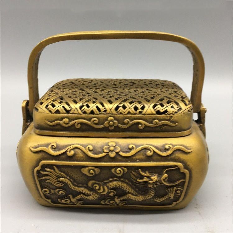 銅器 浮彫騰竜提梁暖手炉 香炉 香具 装飾品 工芸品 置物 銅器 浮彫騰竜提梁暖手炉 香炉 香具 装飾品 工芸品 置物 - メルカリ