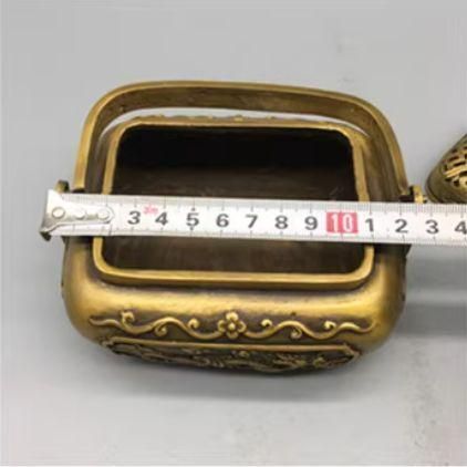 銅器 浮彫騰竜提梁暖手炉 香炉 香具 装飾品 工芸品 置物 - メルカリ