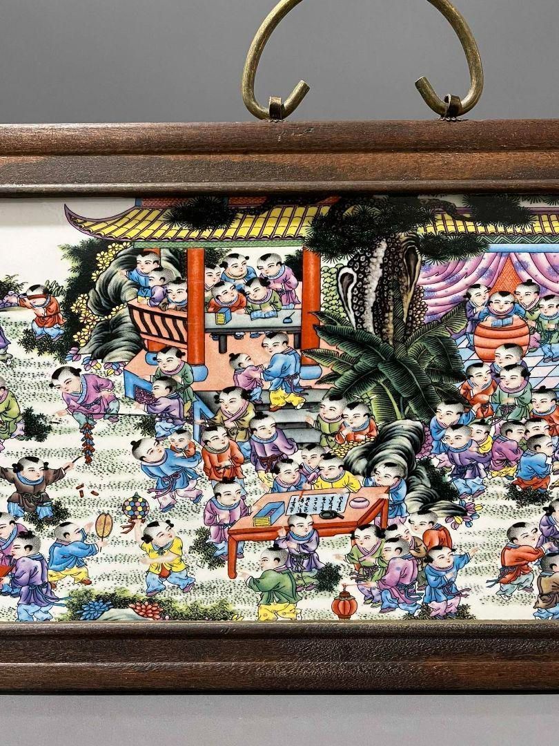 景徳鎮 陶板画百子図 応接間 書斎 懸掛 装飾品 現代工芸品 美術品 置物