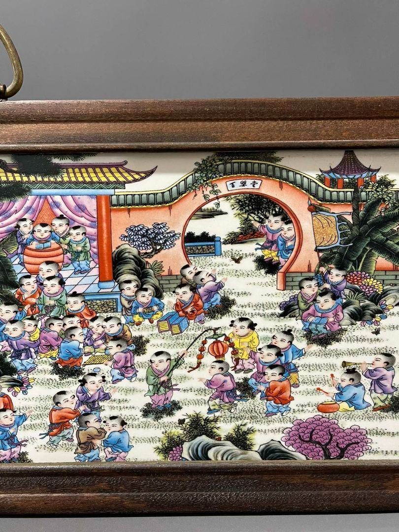 景徳鎮 陶板画百子図 応接間 書斎 懸掛 装飾品 現代工芸品 美術品 置物