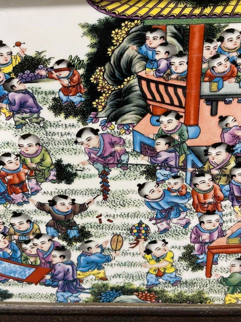 景徳鎮 陶板画百子図 応接間 書斎 懸掛 装飾品 現代工芸品 美術品 置物