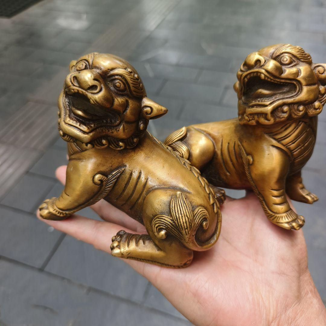 銅器 ライオン 居間 玄関 事務室 辟邪 開運風水 招財 装飾品 工芸品