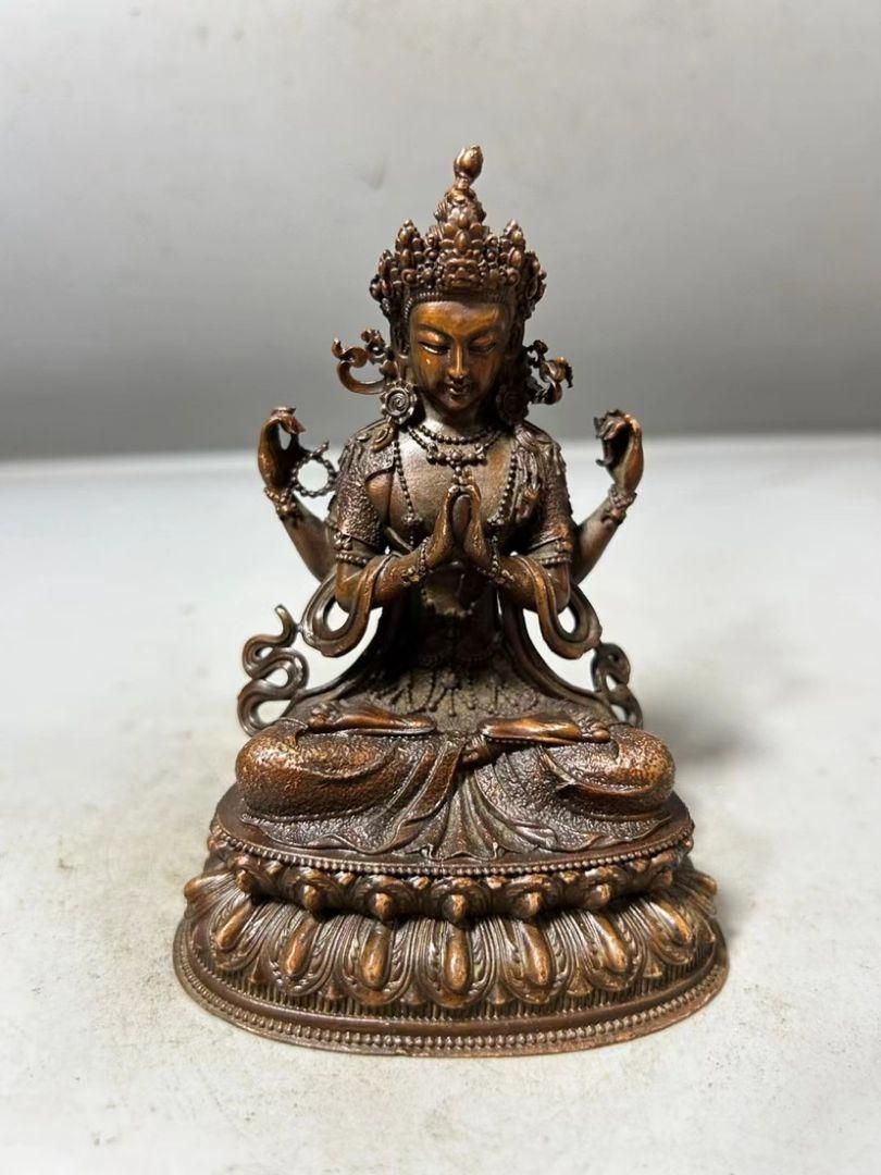 銅製 仏像 四臂観音像 工芸品 美術品 置物 - メルカリ