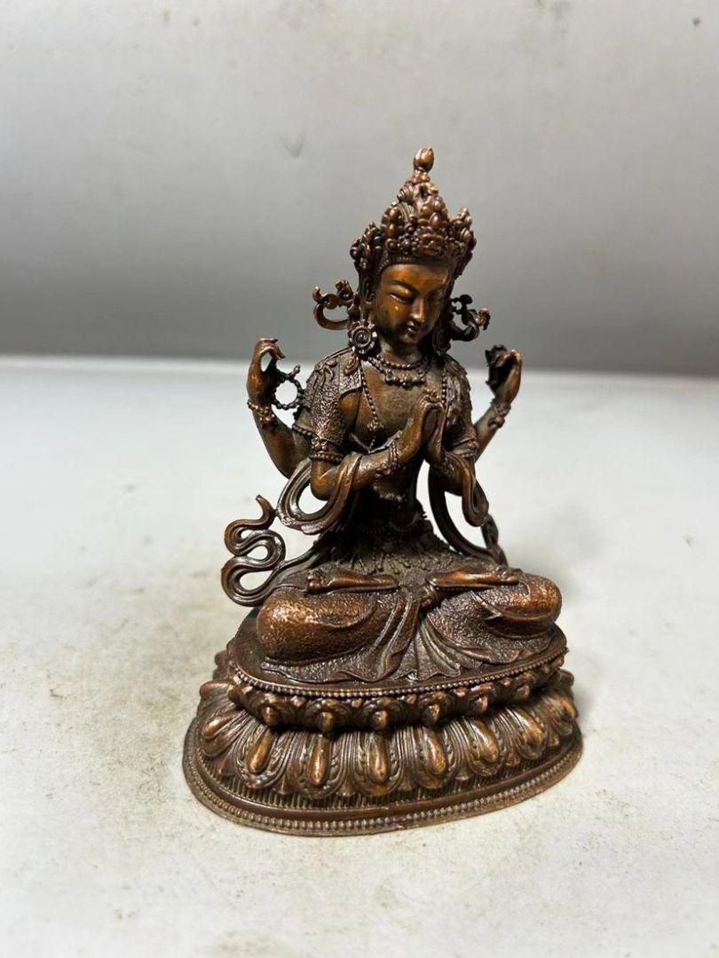 【美品】仏教美術　観音　仏像　銅製　置物　インテリア　工芸品　美術品　A1228 美品】仏教美術観音仏像銅製置物インテリア工芸品美術品A1228