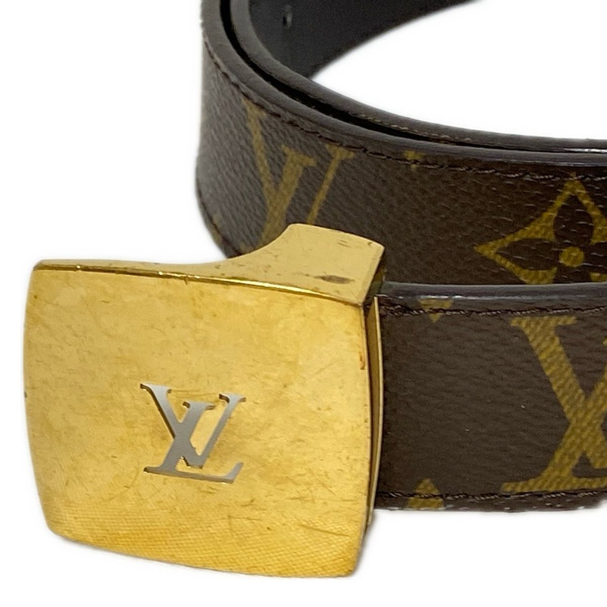 LOUIS VUITTON ゴールドバックル ベルト Louis Vuitton ベルト ゴールドビス 本革 レア - メルカリ