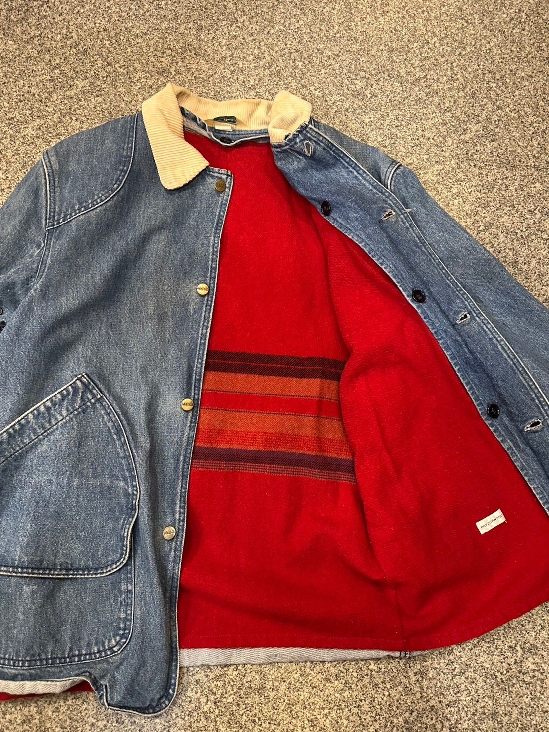 L.L.Bean 80s 裏地ウールフランネル ブランケット 襟コーデュロイ
