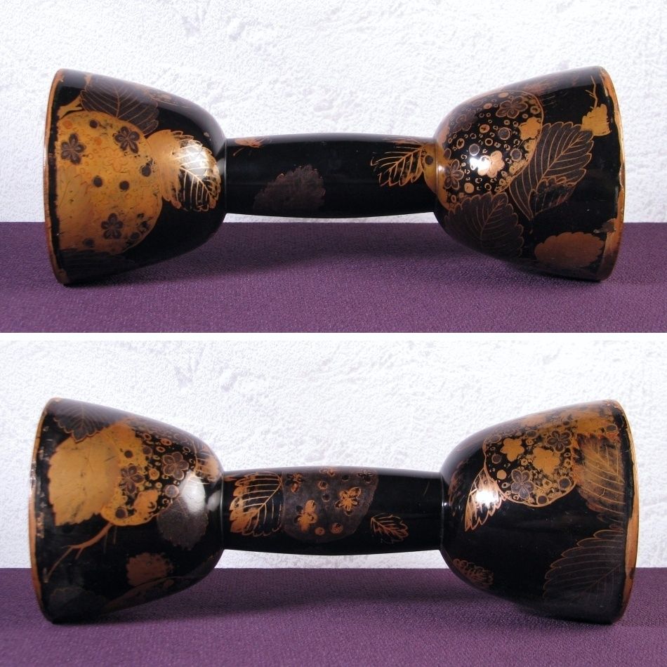 時代和楽器 蒔絵小鼓 革（在銘）・調べ緒・仕覆付 桐箱入/25k035