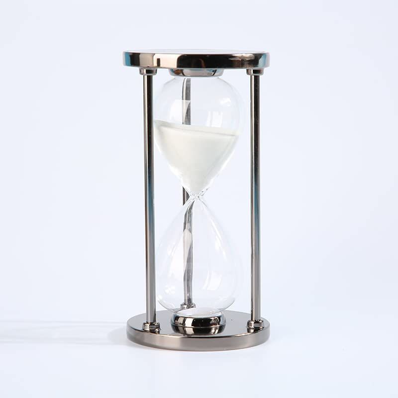 砂時計 30分 サンドタイマー 卓上 金属製 砂タイマー デスクトップ ホーム オフィス 教室 時間管理 おしゃれ 勉強 知育 (ホワイト)
