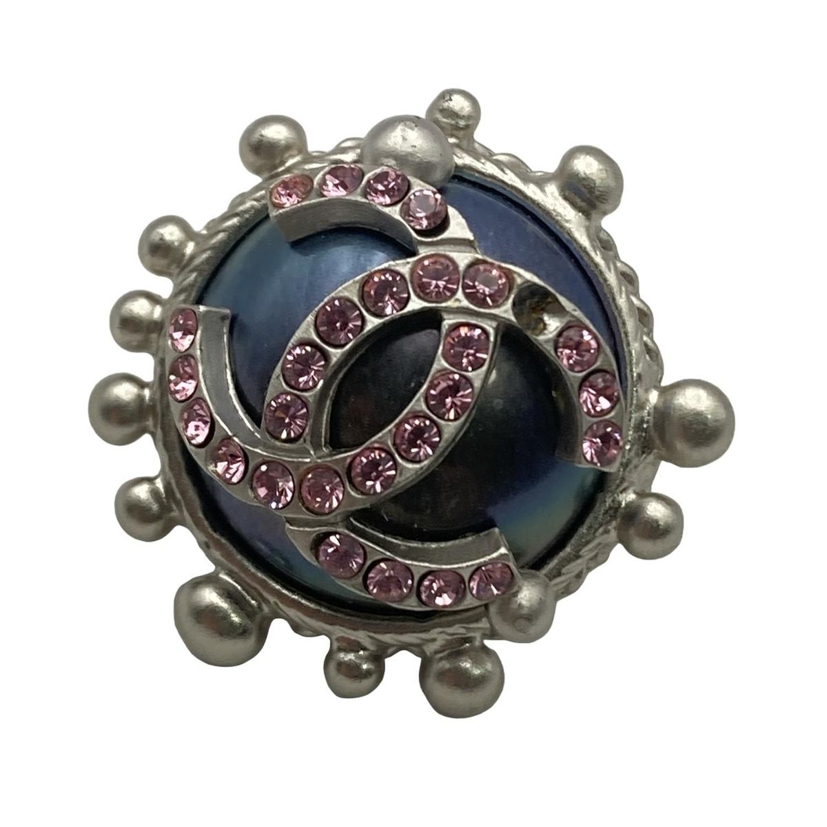 CHANEL(シャネル) ブローチ ココマーク シルバー×黒×ライトピンク