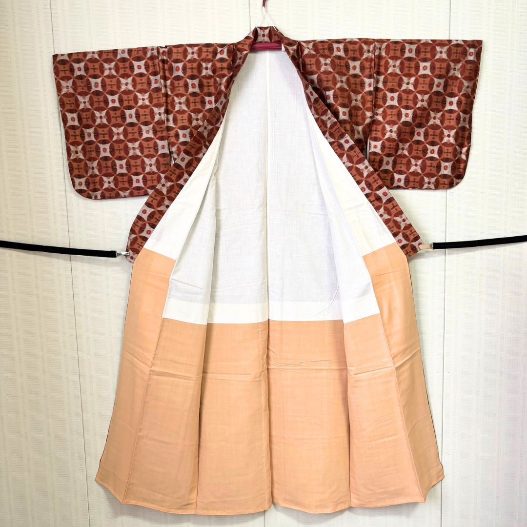 美品 銘仙 アンティーク 昭和レトロ 希少サイズ 身丈153cm 裄64.5cm