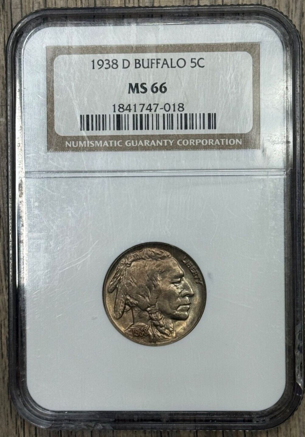 1938-D 5C バッファローニッケル NGC MS66 昨年のバッファローニッケル