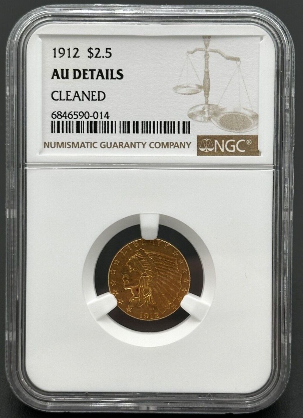 1912年 P $2.5 金インディアンヘッドクォーターイーグル NGC - メルカリ