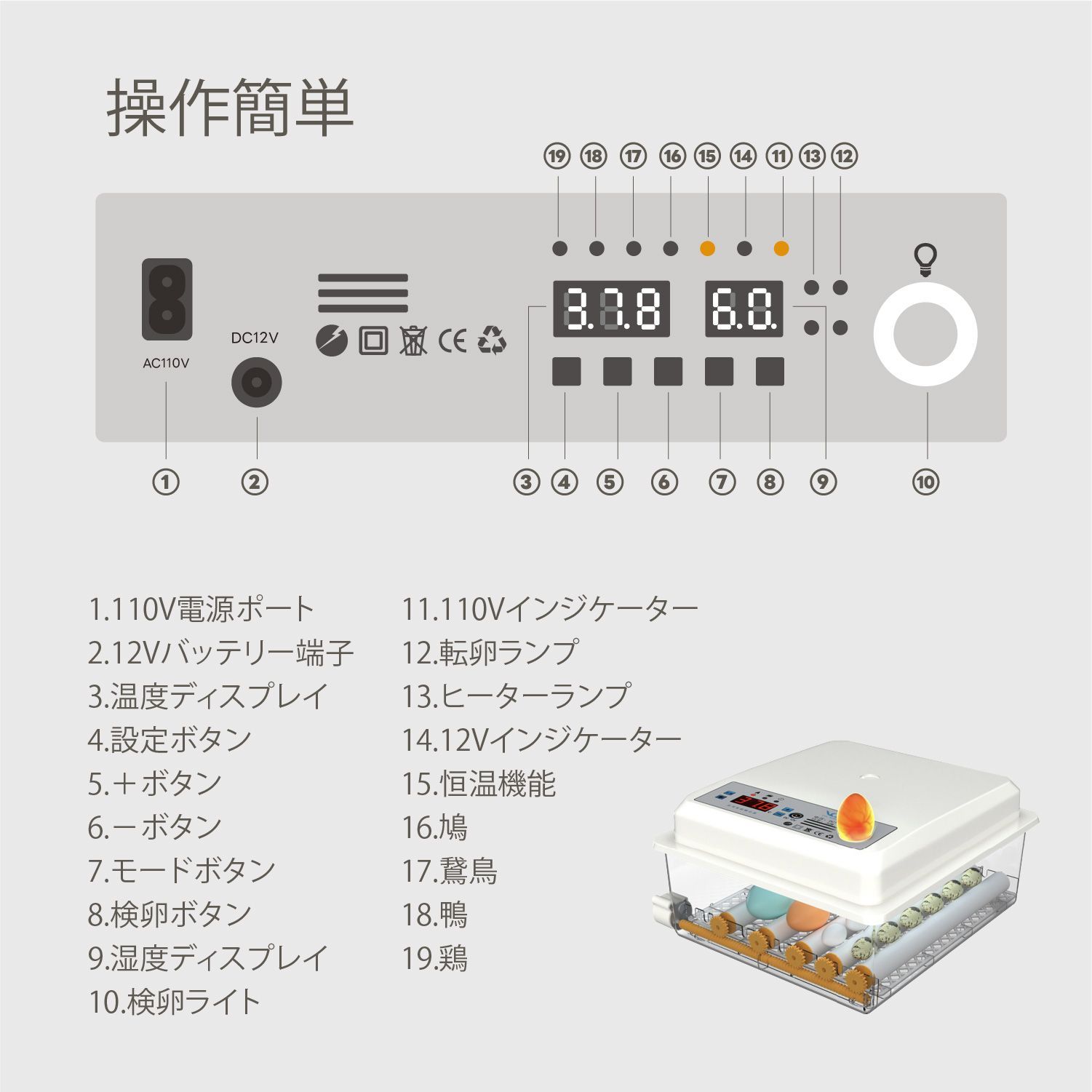 Kurflo 自動孵卵器 全自動孵化 インキュベーター 鳥類専用ふ卵器 自動孵卵器 最大36枚 家禽ハッチャー 温度/湿度調理 高精度制御 鶏/アヒル/ガチョウ/鳩/ウズラ Kurflo 自動孵卵器 全自動孵化 インキュベーター 鳥類専用ふ卵器 自動孵卵器 最大36枚 家禽ハッチャー 温度/湿度調理 高精度制御 鶏/アヒル/ガチョウ/鳩/ウズラ