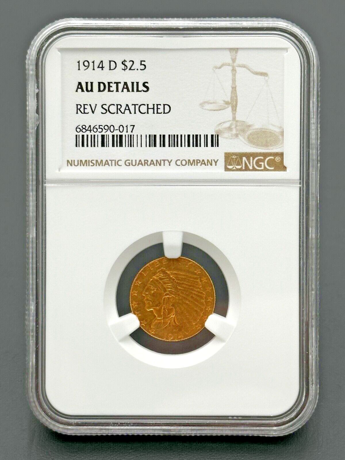 1914年 D $2.5 金インディアンヘッドクォーターイーグル NGC - メルカリ