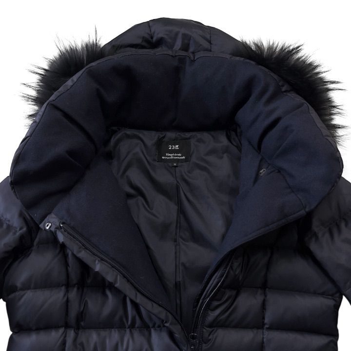 23区 フード付き ダウンコート ラクーンファー ネイビー 42 23区 フード付き ダウンコート ラクーンファー ネイビー 42 23区
