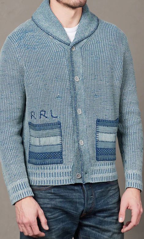 RRL フラッグ パッチワーク Indigo カーディガン ダブルアールエル