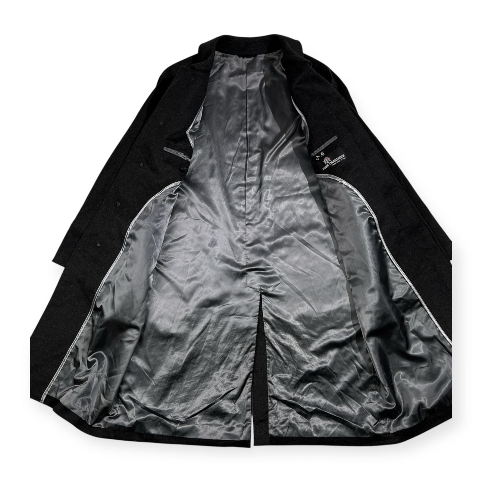 カシミヤ100% Pure Cashmere ピュアカシミア ステンカラーコート サイズ 96-84-175(96A6) /メンズ/ブラック系/日本製 カシミヤ100% PURE CASHMERE イタリア製生地 ピュア カシミヤ ステン