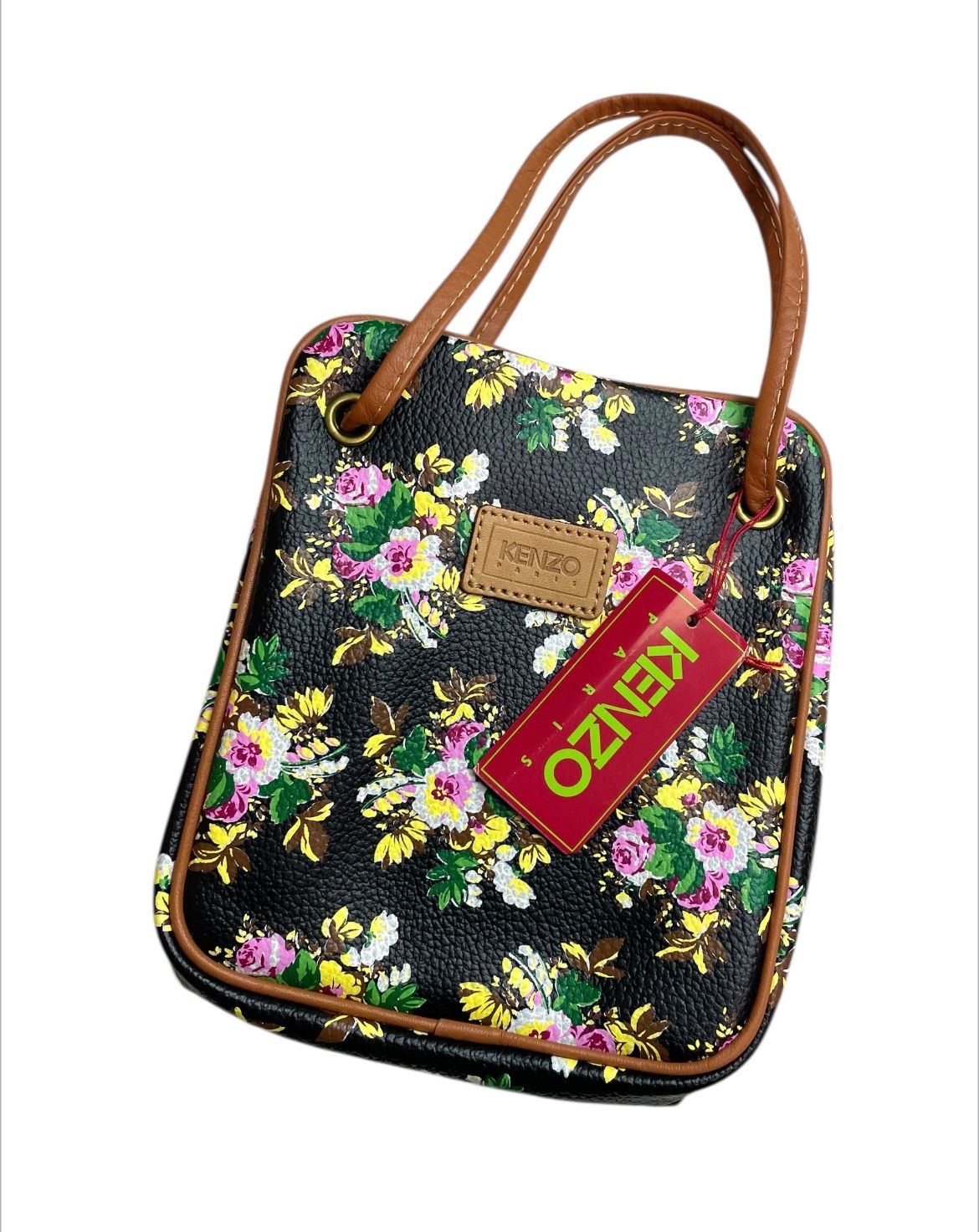 【美品】KENZO ケンゾー ショルダーバッグ ポーチ 花柄 Y2K 希少 KENZO - KENZO(ケンゾー) ショルダーバッグ - 黒×ダークブラウン