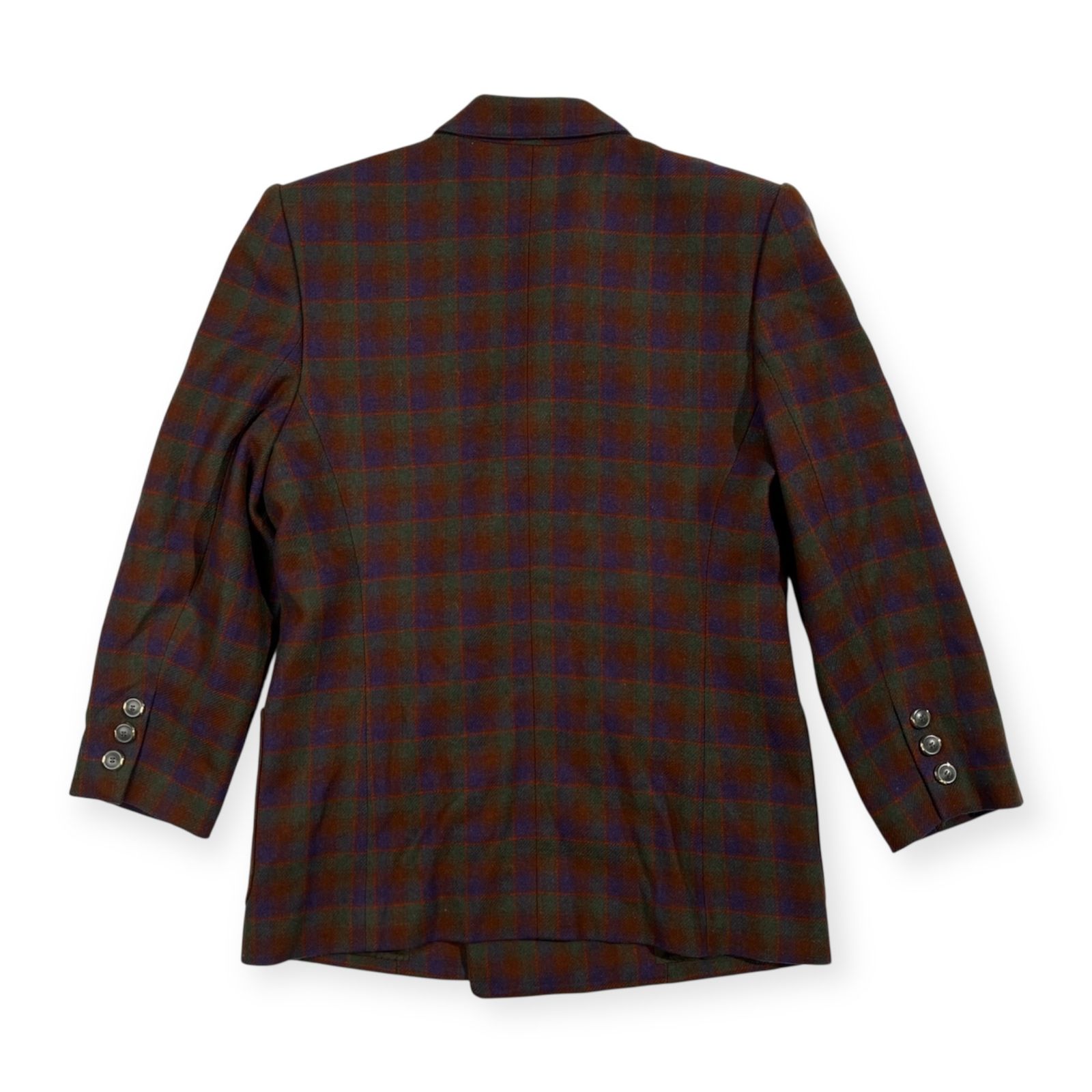 カシミヤ100% Leilian レリアン マルチ チェック柄 ダブル テーラード