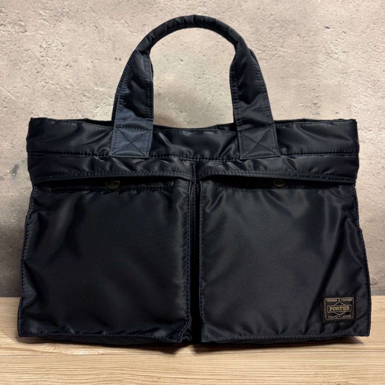 【ほぼ未使用】ポーター　タンカー　スクエアトート(L) アイアンブルー エディターが「買ってよかった」ポーターのタンカートートバッグ