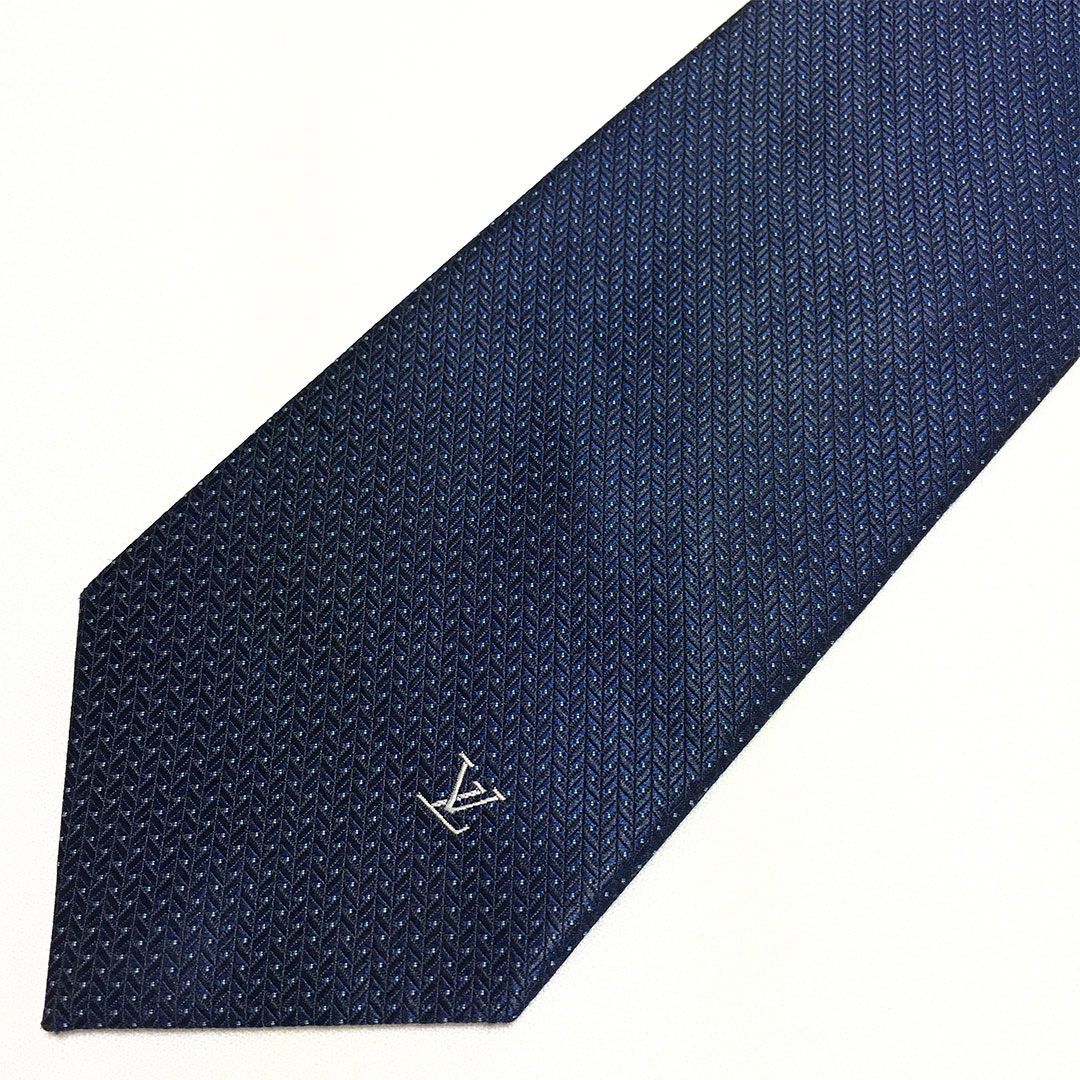 未使用級 ルイヴィトン Louis Vuitton ネクタイ シルク100% ネイビー