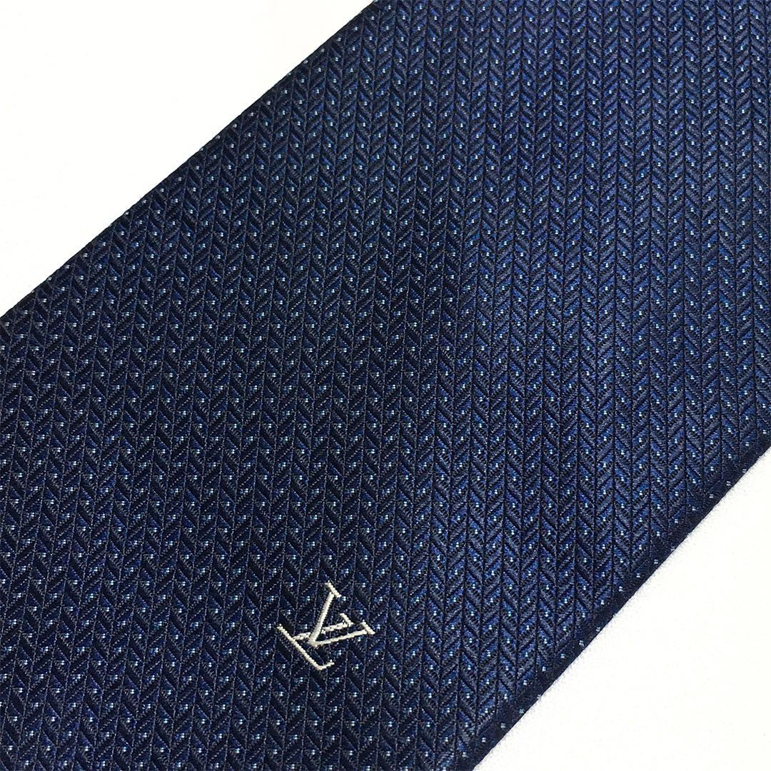 未使用級 ルイヴィトン Louis Vuitton ネクタイ シルク100% ネイビー
