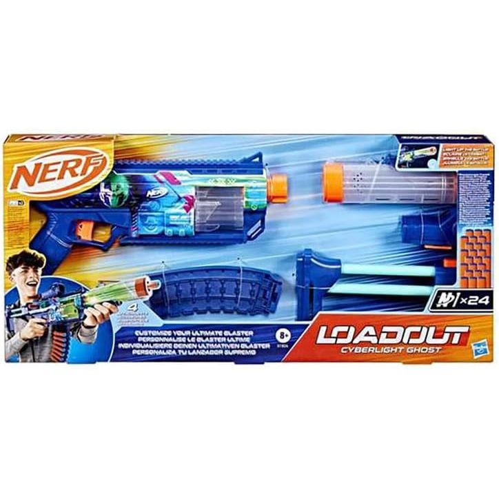 ハズブロ ナーフ ロードアウト サイバーライト・ゴースト ブラスター 電池式LEDライト アクセサリー4個 N1ダーツ24本付属 G1824 8歳以上