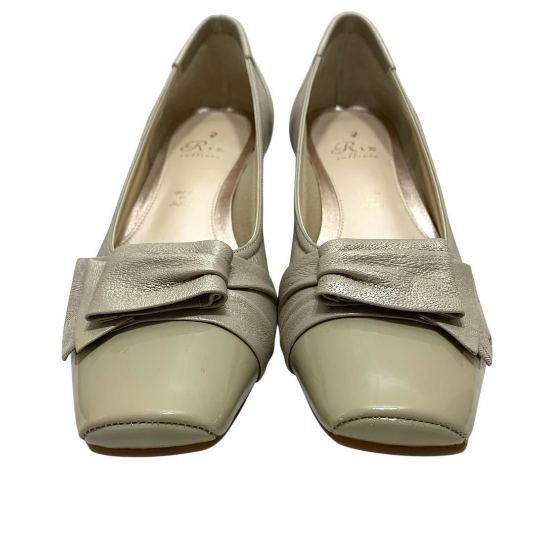 極美品】リズラフィーネ (24) パンプス スクエアトゥ 切り返し