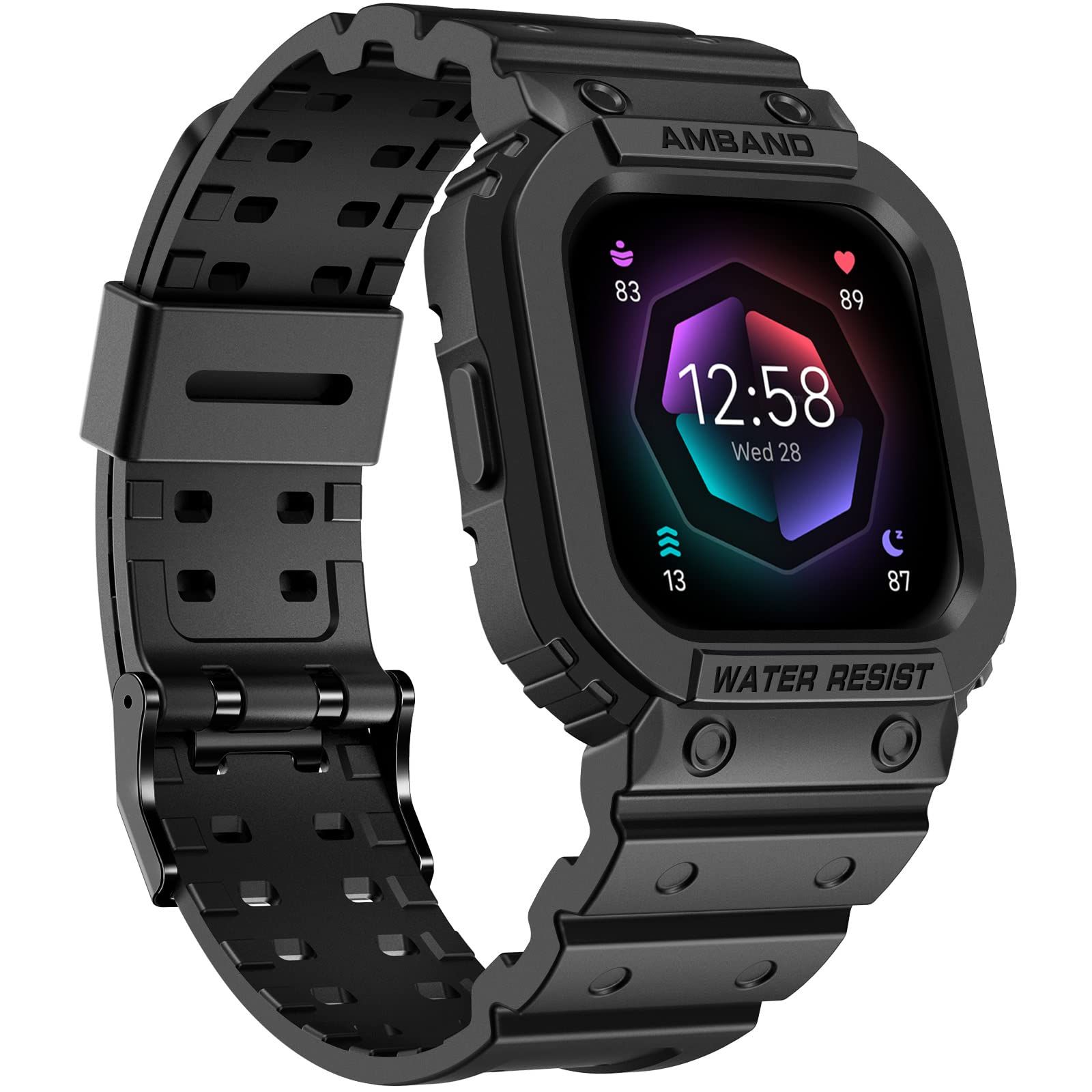 amBand Fitbit Versa 3バンド Versa 2バンド 女性用 男性用 保護交換用ストラップケースバンド プロテクターアクセサリー V [ブラック] [Fitbit Sense 2/1 & Versa 4/3/2/1 & Versa Lite] 5,278円