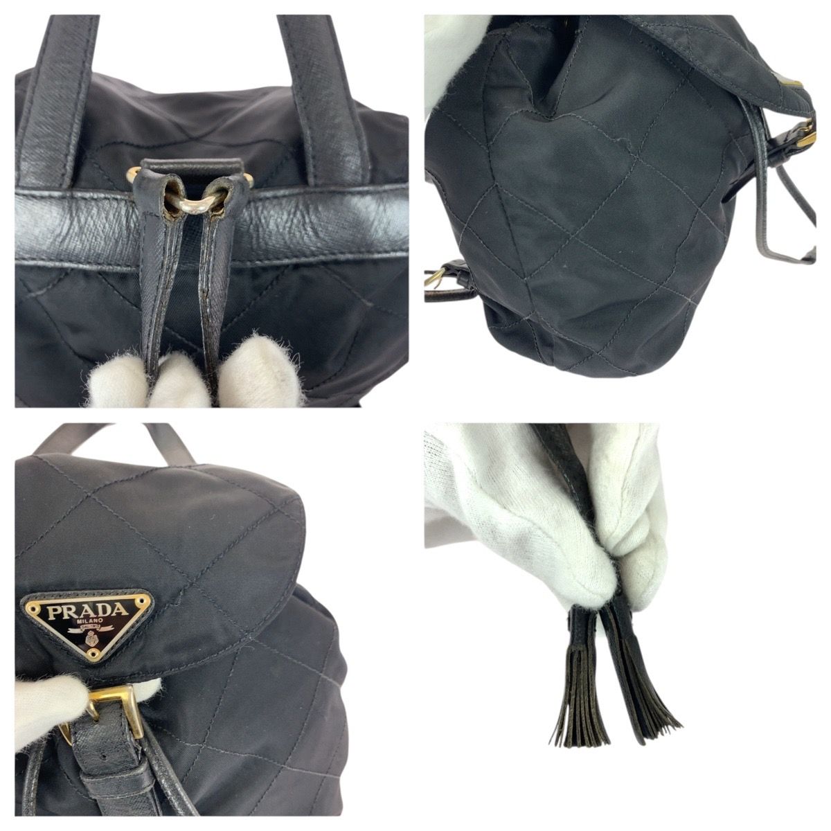 希少・美品　キルティング　三角ロゴ　プラダ バックパック　ナイロン リュック 希少 PRADA キルティング 三角ロゴ バックパック ナイロン リュック