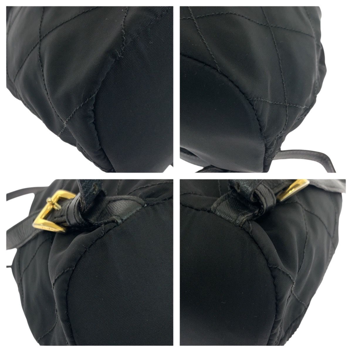 プラダ PRADA リュック テスート ナイロン ブラック 三角プレート 美品 PRADA プラダ テスート キルティング 三角ロゴプレート ブラック