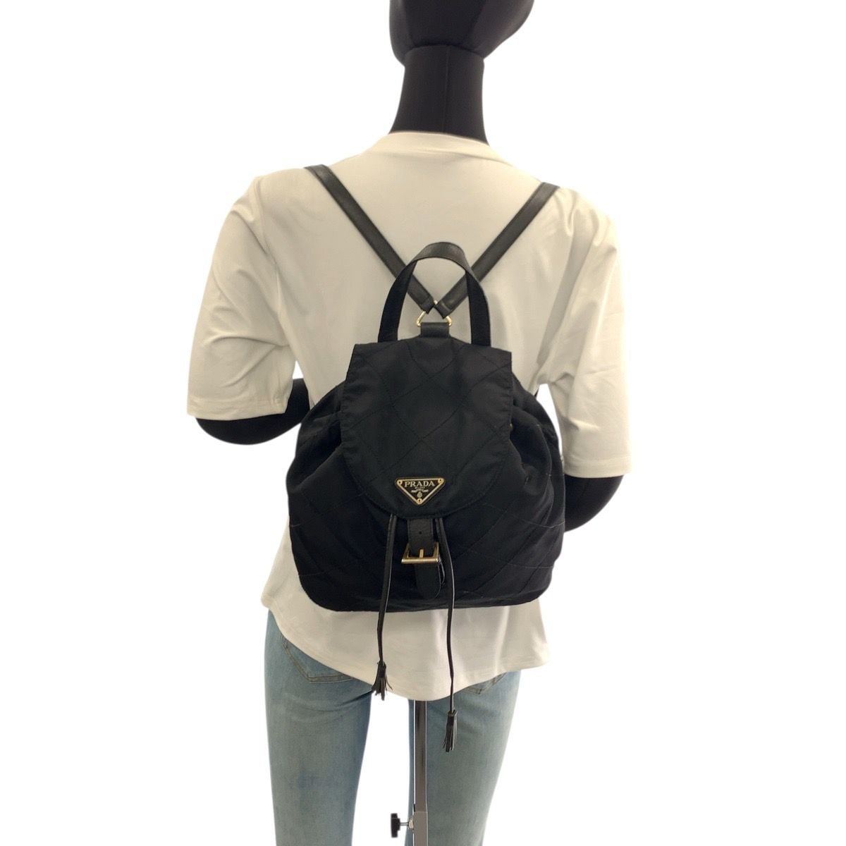 PRADA プラダ テスート キルティング 三角ロゴプレート ブラック