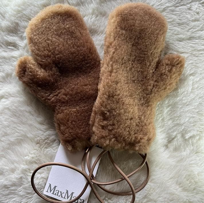Max Mara マックスマーラ テディミトン もこもこ手袋 キャメル - メルカリ