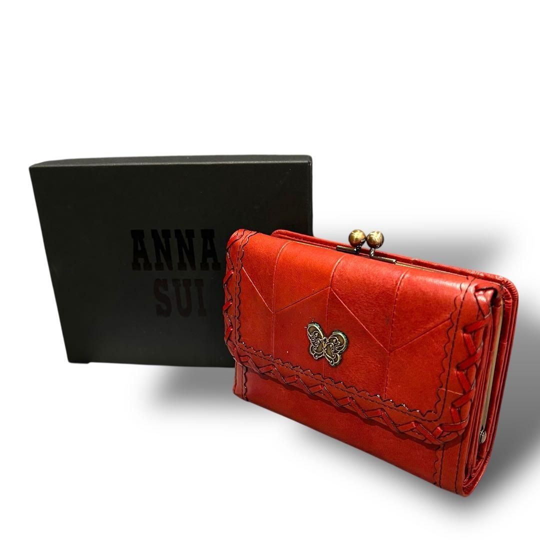 極極美品 ANNA SUI アナスイ 折り財布 三つ折り レディース がま口