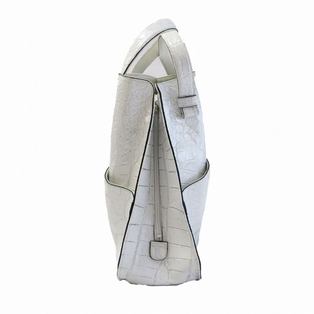 未使用品 JRA認定 リアルクロコダイル JRA バニラホワイト 目地染め