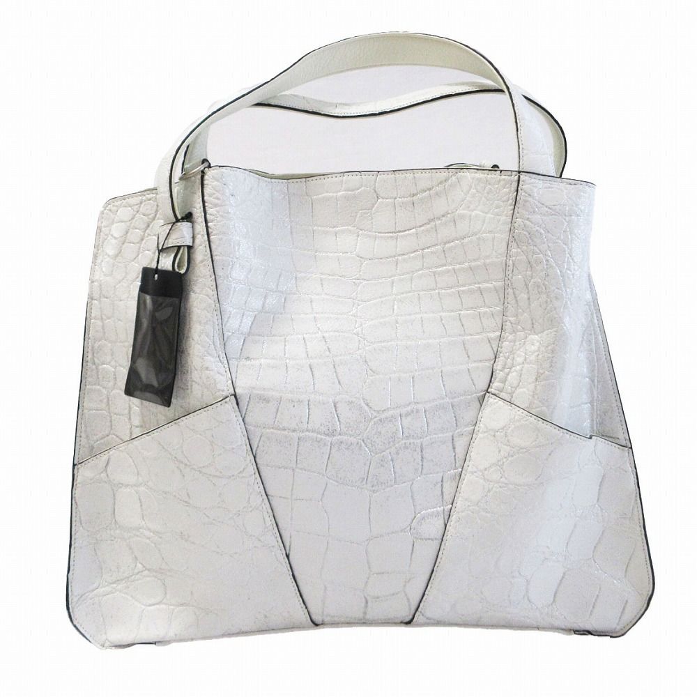 未使用品 JRA認定 リアルクロコダイル JRA バニラホワイト 目地染め