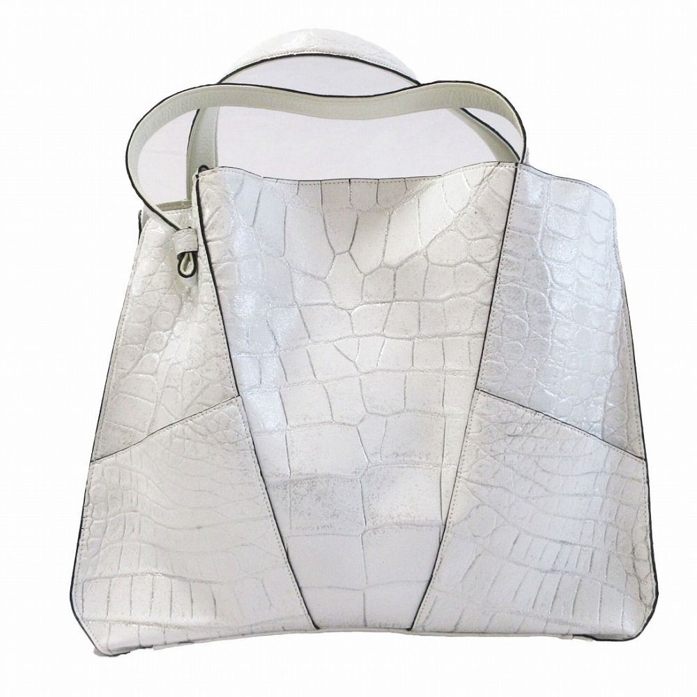 未使用品 JRA認定 リアルクロコダイル JRA バニラホワイト 目地染め