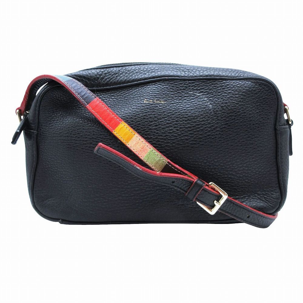 ポールスミス PAUL SMITH マルチストライプ レザー ショルダー バッグ