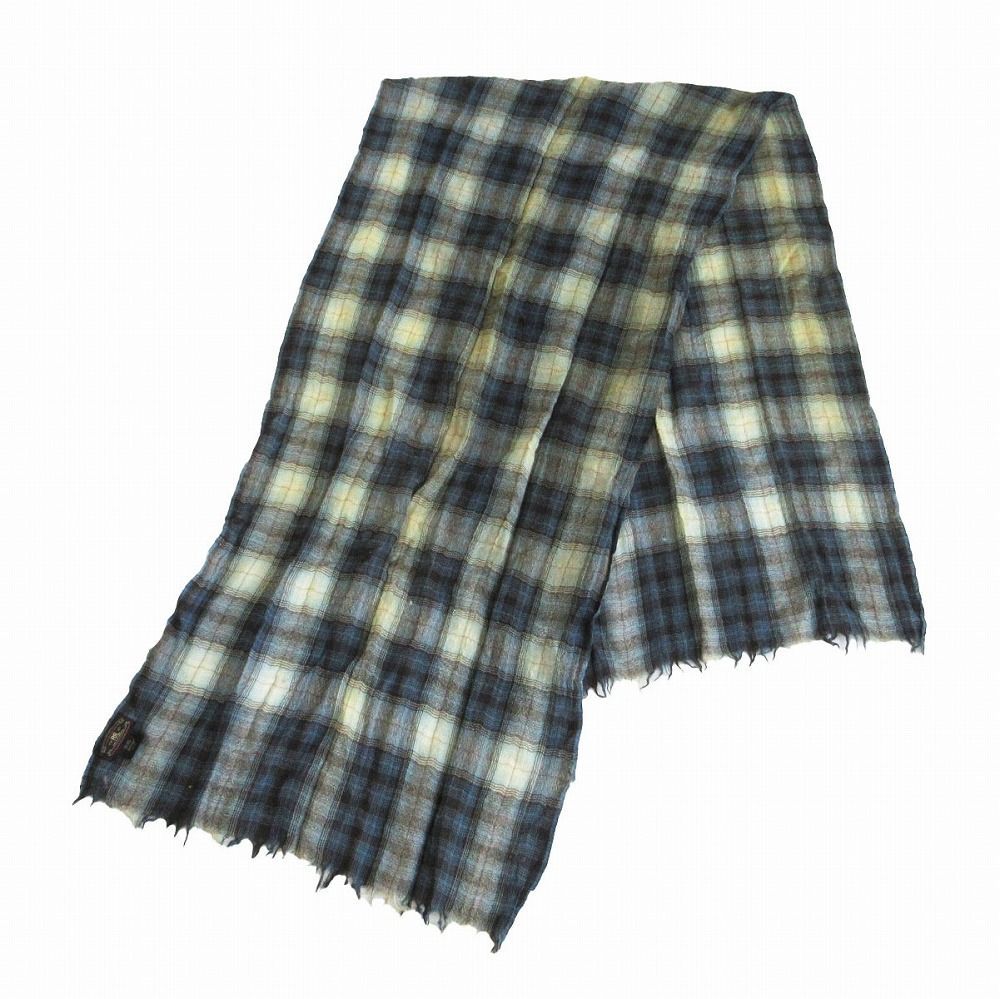 RRL オンブレ チェック 柄 ストール インド製 ウール　ブラウン ラルフ RRL オンブレ チェック 柄 ストール インド製 ウール ブラウン ラルフ