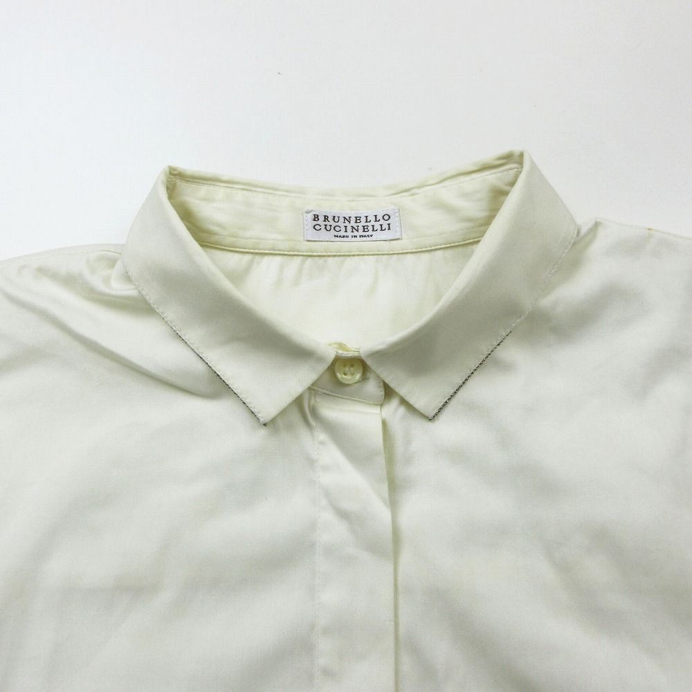 BRUNELLO CUCINELLI ホワイト長袖シャツ S メンズ 向け オフホワイト ジャージー モックネックTシャツ | Brunello