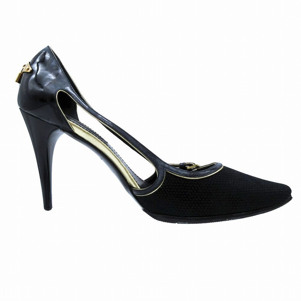 美品　ルイヴィトン　エナメル　ポインテッドトゥ　ヒールパンプス 黒　24.5 LOUIS VUITTON ルイヴィトン エナメル パンプス ポインテッドトゥ