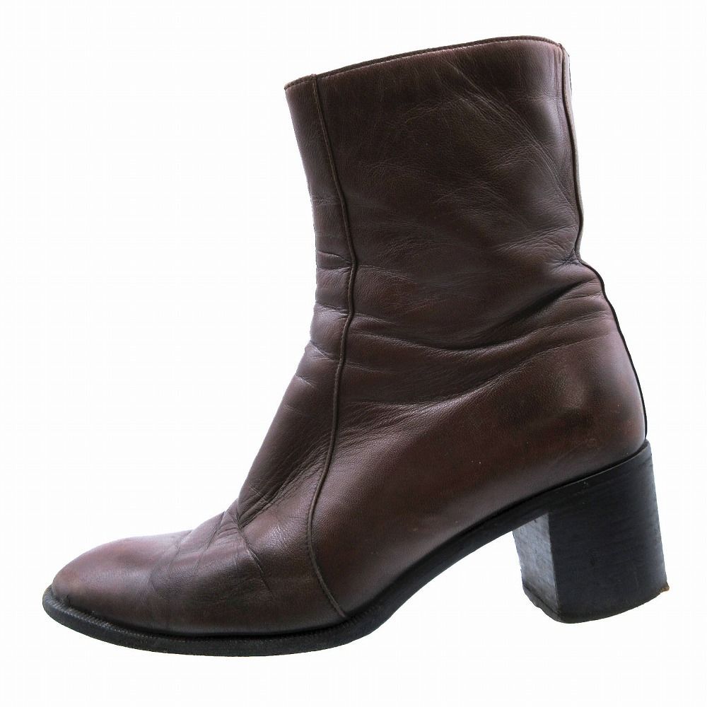 エルメス HERMES レザー ショート ブーツ チャンキーヒール シューズ