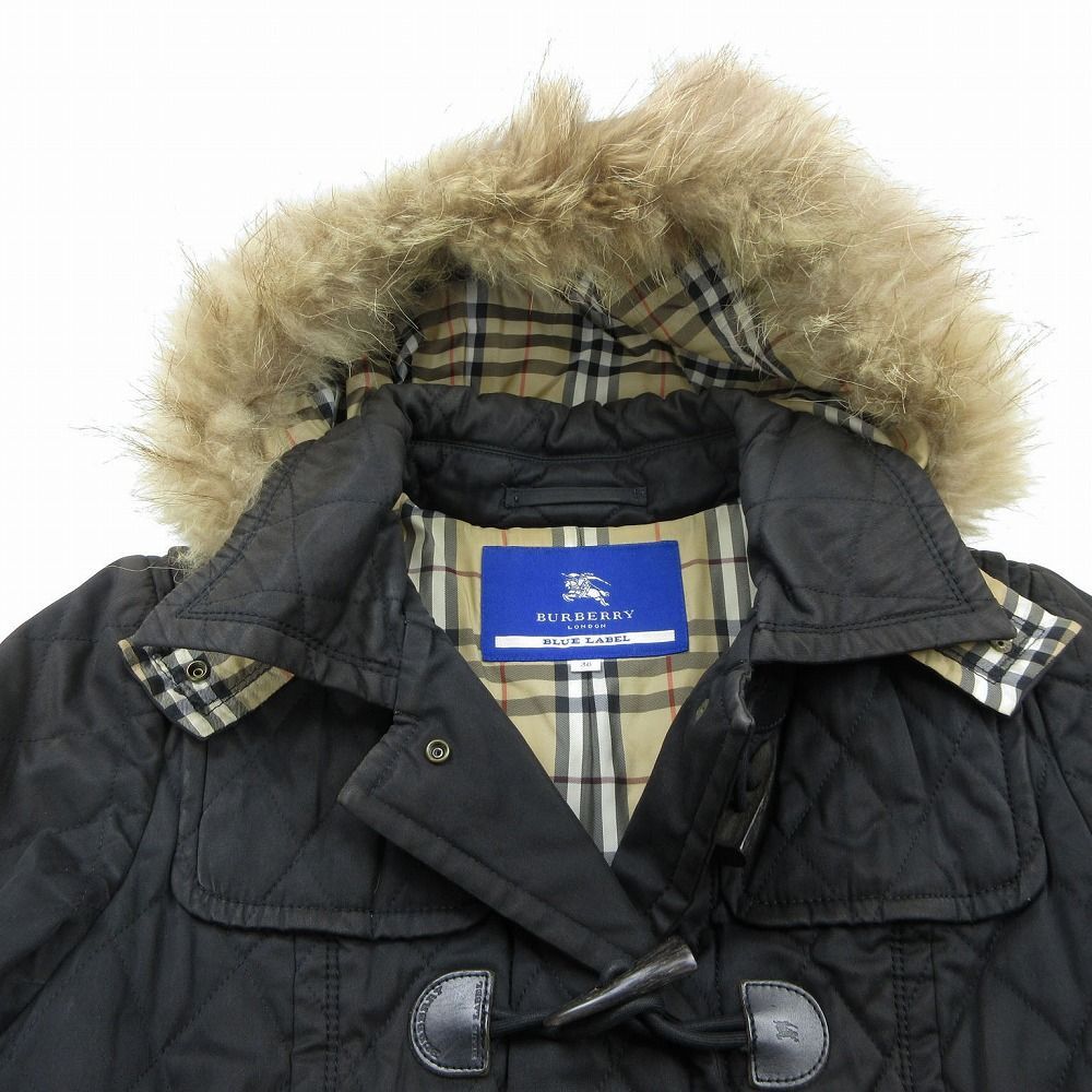 BURBERRY BLUE LABEL ダッフルコート 40 バーバリー BURBERRY BLUE LABEL キルティング ダッフル コート ファー
