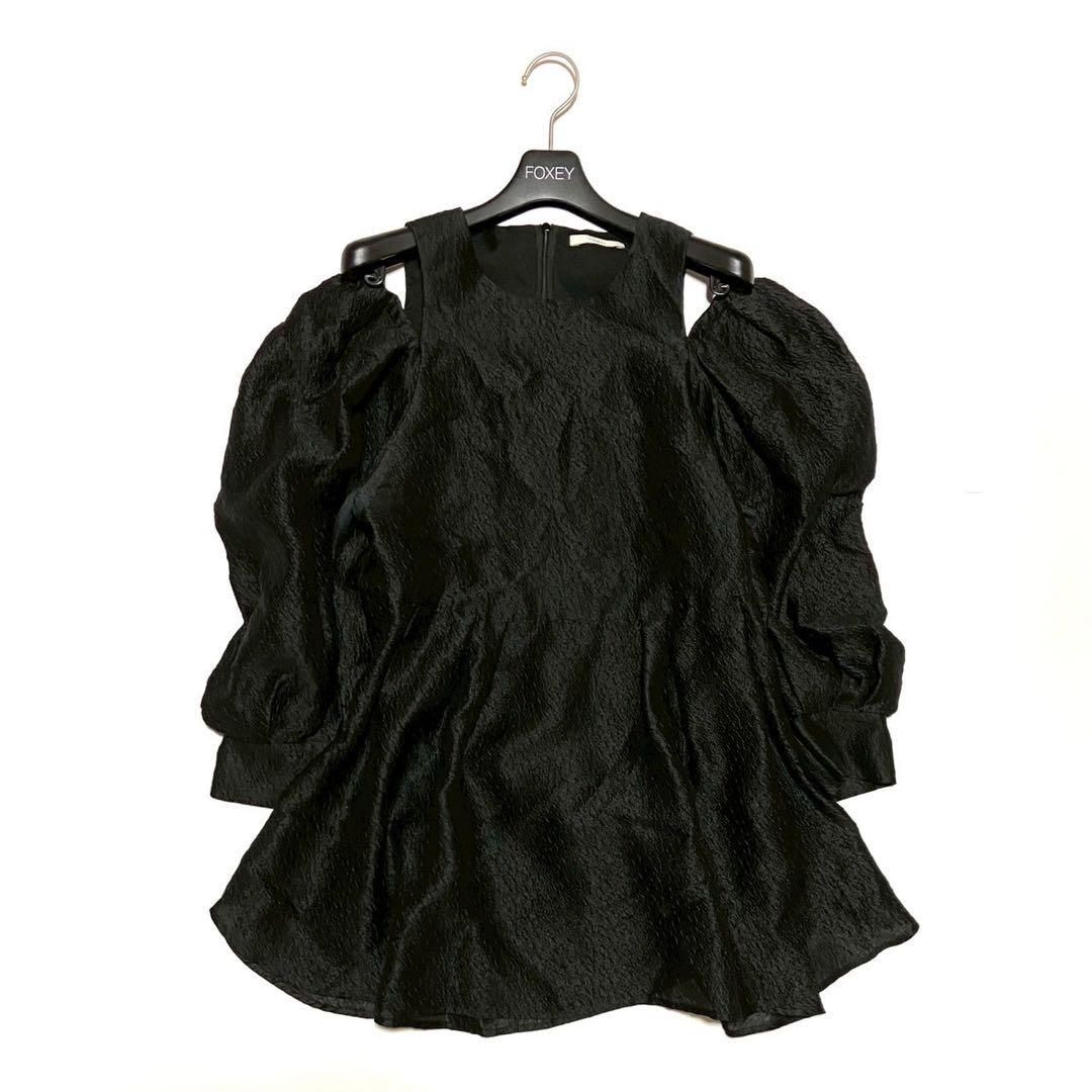 美品 LE PHIL ルフィル シアージャガードブラウス オープンショルダー