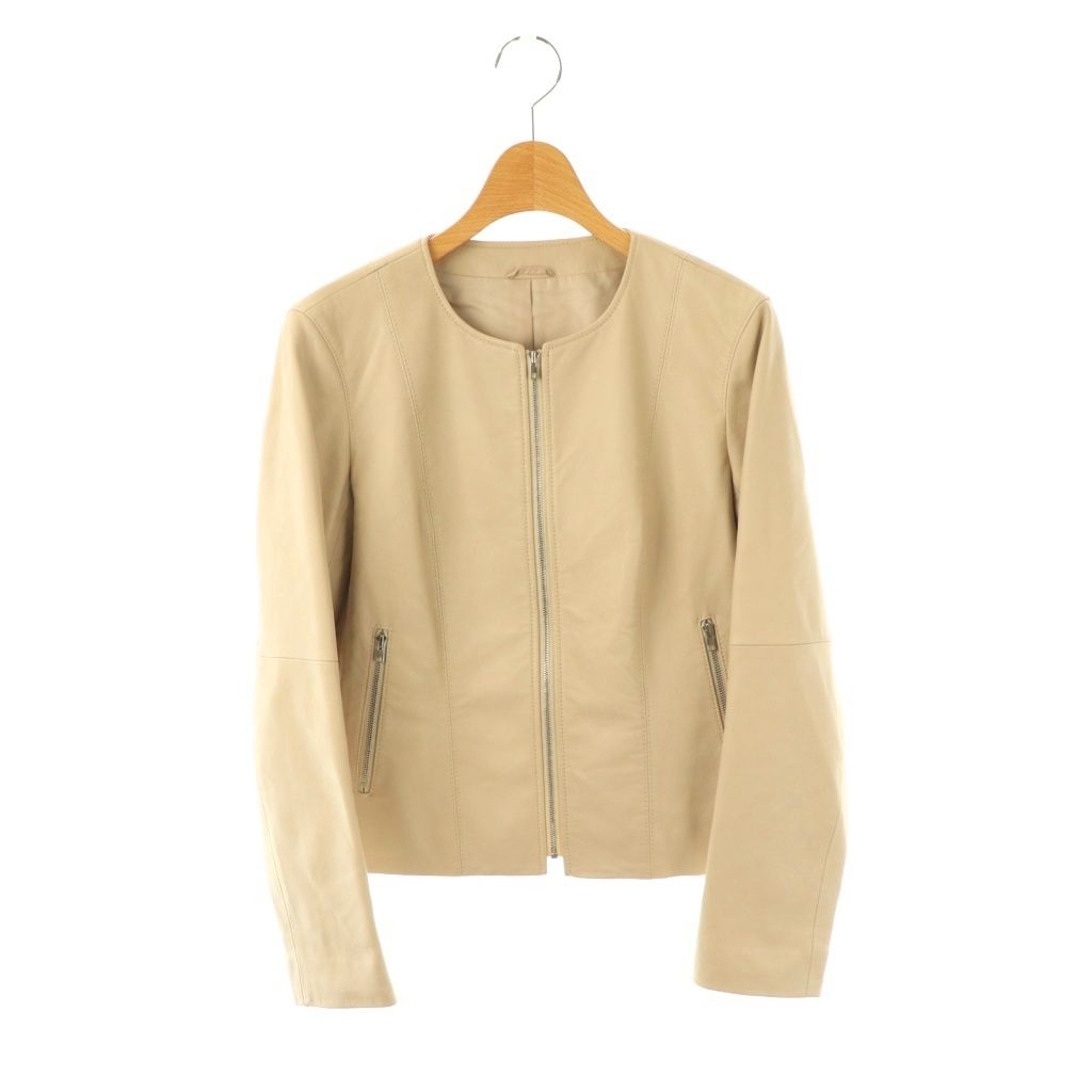 【美品】ANAYI  アナイ ラムレザー ノーカラージャケット ベージュ 34 アナイ ANAYI ラムレザーノーカラージャケット 総裏地 36 ベージュ /DO
