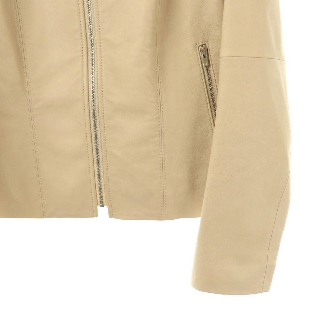 アナイ ANAYI ラムレザーノーカラージャケット 総裏地 36 ベージュ /DO