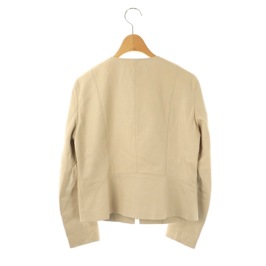 アナイ ANAYI ラムレザーノーカラージャケット 総裏地 36 ベージュ /DO