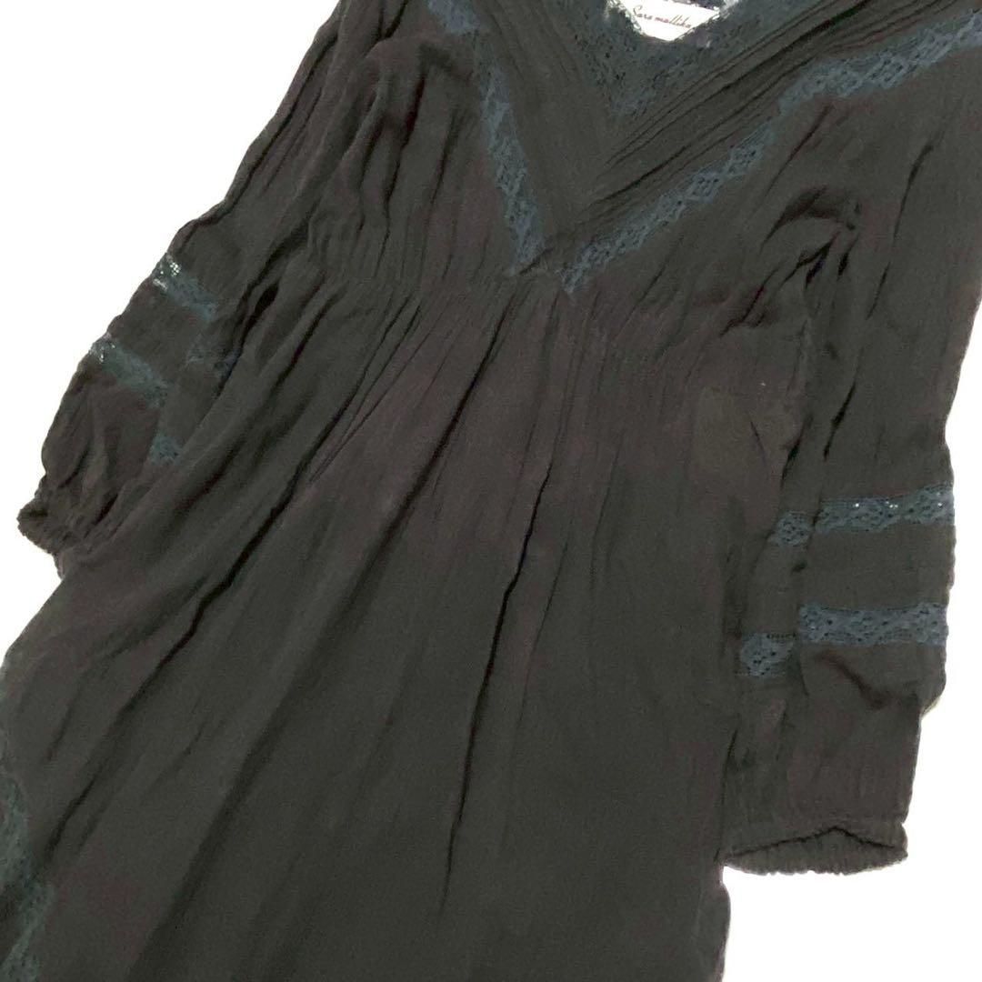 美品 Sara mallika サラマリカ レース ロングワンピース レース 刺繍 V