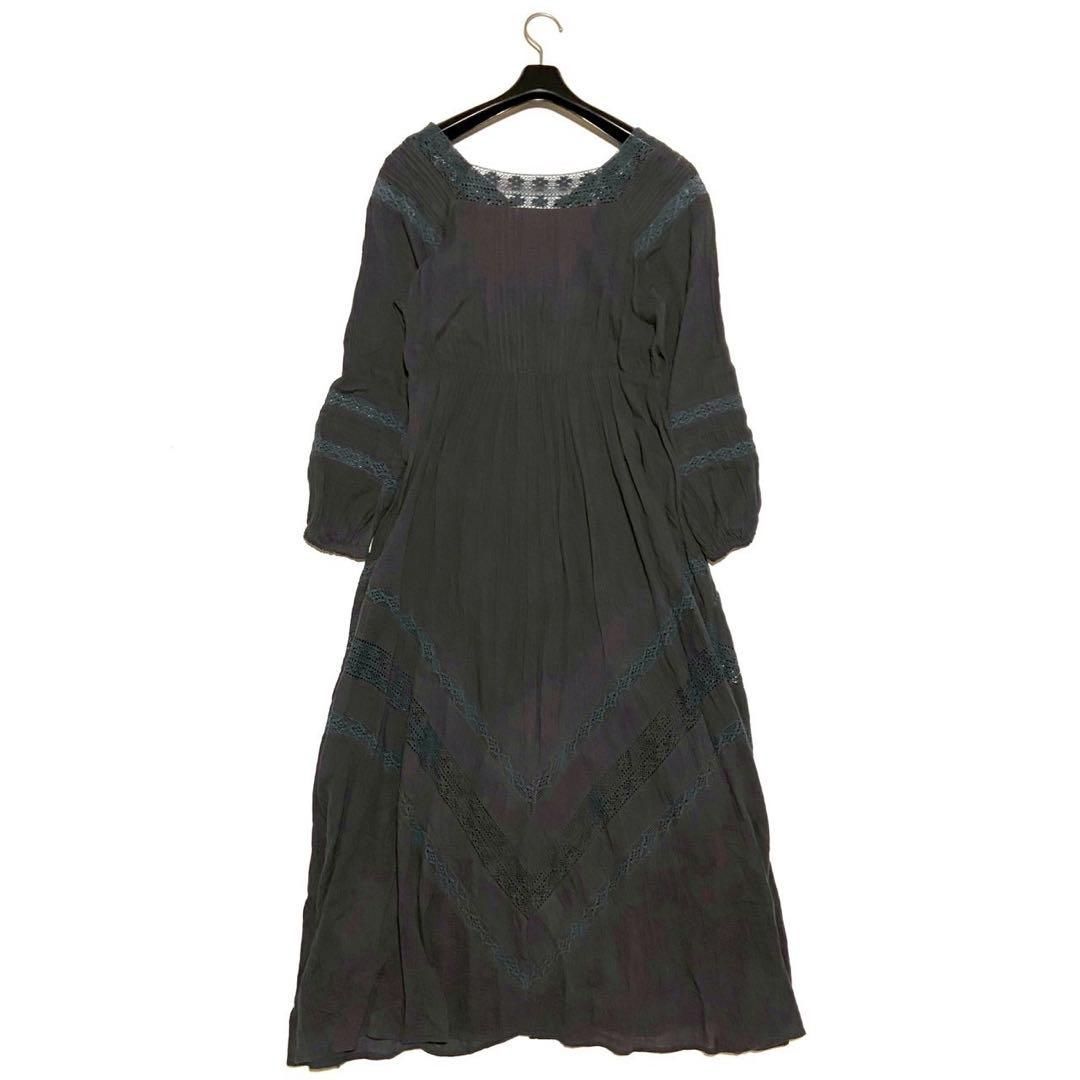 美品 Sara mallika サラマリカ レース ロングワンピース レース 刺繍 V